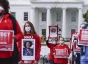 فیلم/ پرستاران معترض در مقابل کاخ سفید