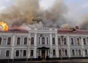 فیلم/ آتش‌سوزی در ساختمان سرویس امنیتی اوکراین