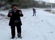 فیلم/ حمله با برف به کارشناس هواشناسی!