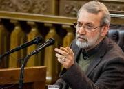 فیلم/ لاریجانی خطاب به ترامپ: کلاهتان را بردارید و از منطقه فرار کنید