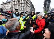 درگیری پلیس با معترضان به محدودیت‌های کرونایی در لندن