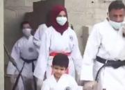 فیلم/ ابتکار یک خانواده فلسطینی در انجام تمرینات کاراته