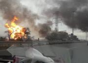 آتش سوزی در خط لوله گاز در برومی اهواز+ فیلم