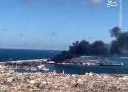 فیلم/ حمله به کشتی ترکیه‌ای در بندر"طرابلس"