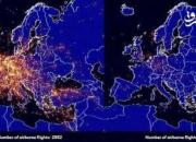 ترافیک هوایی اروپا قبل از کرونا و پس از آن +عکس