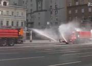 فیلم/ ضدعفونی کردن مکانیزه خیابان‌های مسکو