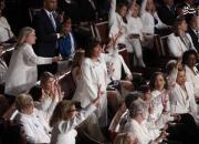 عکس/ اعتراض دموکرات‌ها به نطق ترامپ با لباس سفید