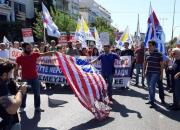 فیلم/ آتش‌زدن پرچم آمریکا در یونان