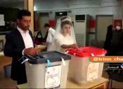 فیلم/ عروس و داماد کردستانی پای صندوق رای
