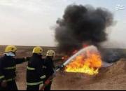 آتش‌سوزی در خط لوله‌های نفت در شمال استان «ذی‌قار» عراق +عکس