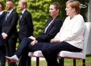 مرکل به‌صورت «نشسته» از نخست‌وزیر دانمارک استقبال کرد +عکس