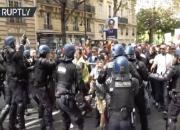فیلم/ درگیری حامیان‌ جنبش آنتیفا با پلیس فرانسه